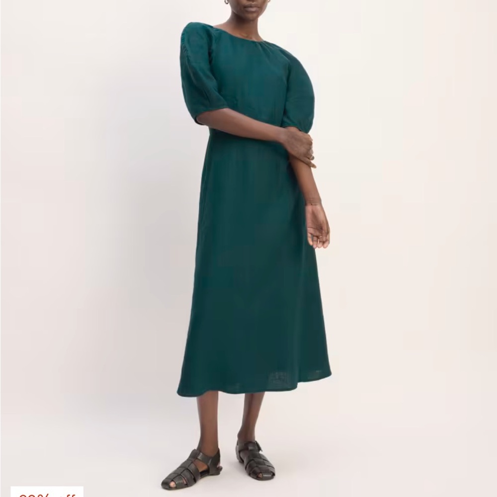 Everlane Linen Short-Sleeve Scoop Midi Dress